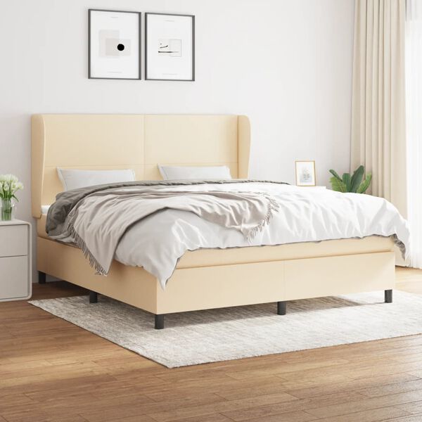 vidaXL &Kappa;&rho;&epsilon;&beta;ά&tau;&iota; Boxspring &mu;&epsilon; &Sigma;&tau;&rho;ώ&mu;&alpha; &Kappa;&rho;&epsilon;&mu; 180x200 &epsilon;&kappa;. &Upsilon;&phi;&alpha;&sigma;&mu;ά&tau;&iota;&nu;&omicron;