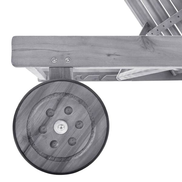 vidaXL Ξαπλώστρα Κήπου Γκρι από Μασίφ Ξύλο Ακακίας με Μαξιλάρι