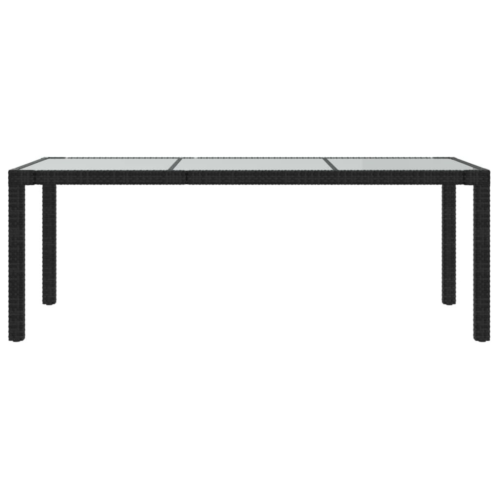 vidaXL Τραπέζι Κήπου Μαύρο 190x90x75 εκ. Ψημένο Γυαλί/Συνθετικό Ρατάν