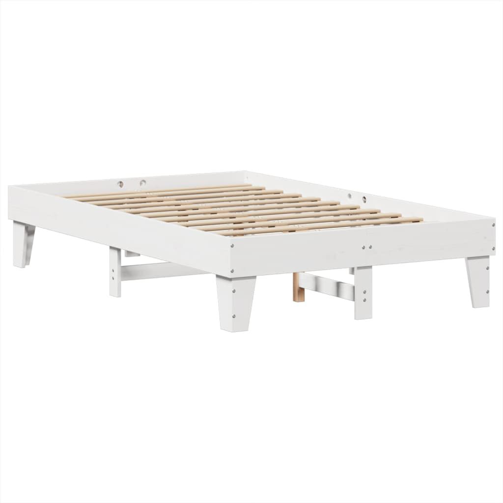vidaXL Σκελετός Κρεβ. Χωρίς Στρώμα Λευκό 135x190 εκ Μασίφ Πεύκο