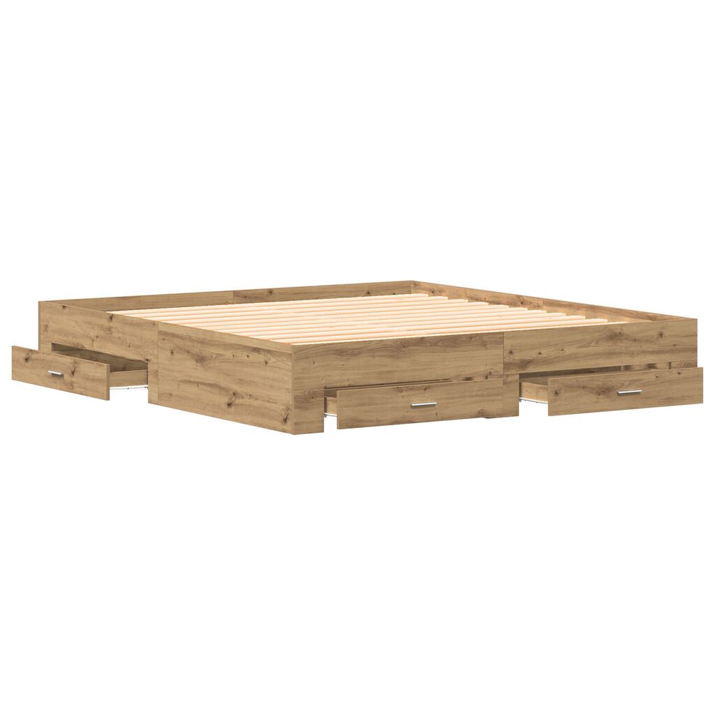 vidaXL Κρεβάτι με Συρτάρια Artisan Oak 180x200 cm Επεξεργασμένο Ξύλο