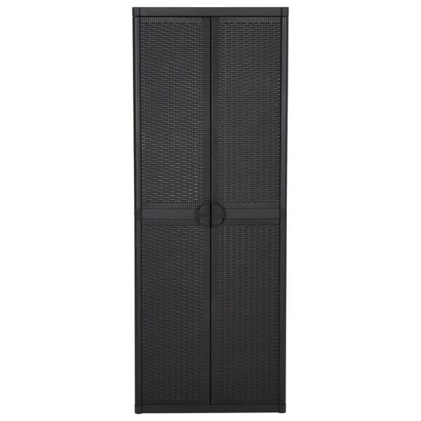 vidaXL Ντουλάπι Αποθήκευσης Κήπου Μαύρο 65x45x172 εκ. από Ρατάν PP