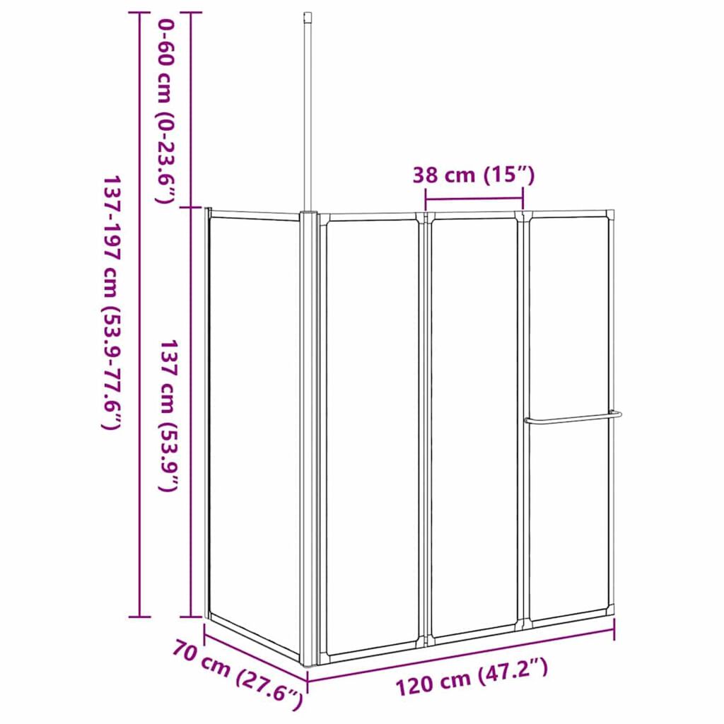 vidaXL Διαχωριστικό ντους Other Μαύρο 120 x 70 x 137 εκ Αλουμίνιο