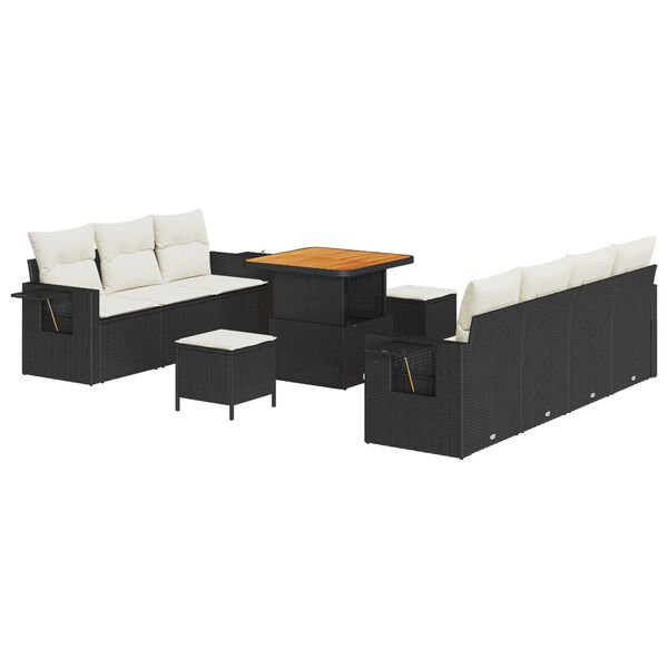 vidaXL Σετ Καναπέ Κήπου 10 pcs Μαύρο συνθετικό ρατάν