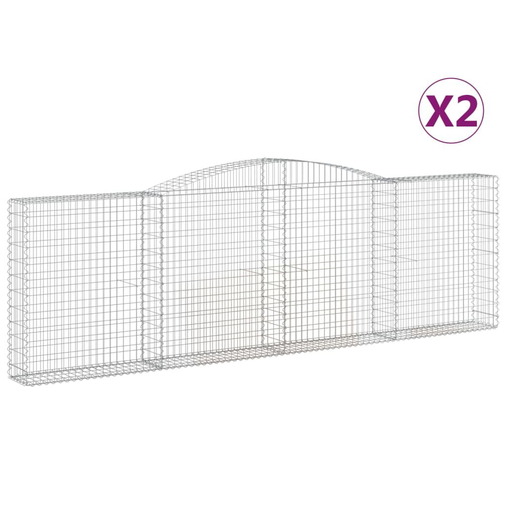 vidaXL Συρματοκιβώτια Τοξωτά 2 τεμ. 400x30x120/140 εκ. Γαλβαν. Ατσάλι