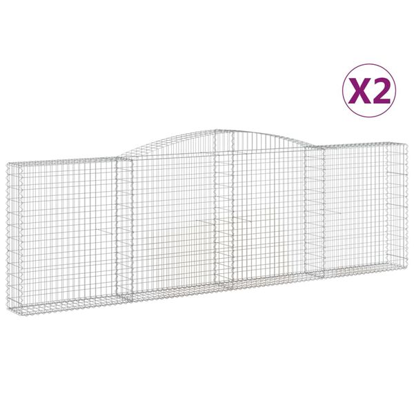 vidaXL Συρματοκιβώτια Τοξωτά 2 τεμ. 400x30x120/140 εκ. Γαλβαν. Ατσάλι