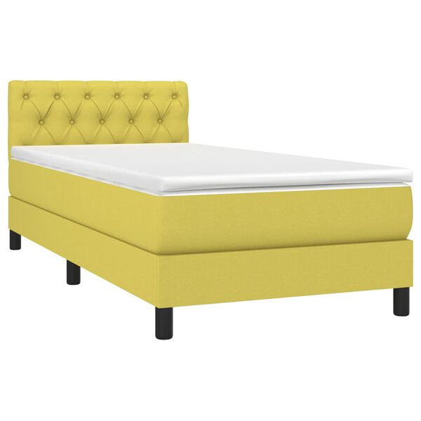 vidaXL Κρεβάτι Boxspring με Στρώμα & LED Πράσινο 80x200 εκ. Υφασμάτινο