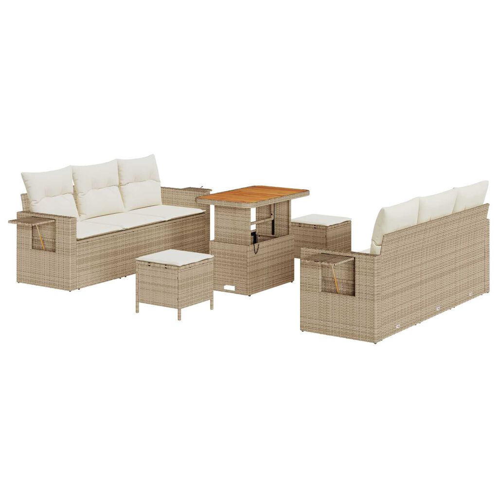 vidaXL Σετ Καναπέ Κήπου 9 pcs μπεζ και κρεμ 90 x 55 x 71 cm