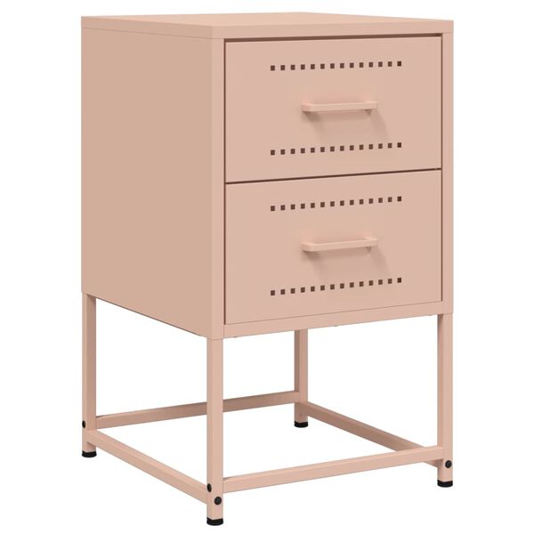 vidaXL Κομοδίνο Ροζ 36x39x60,5 εκ. από Χάλυβα