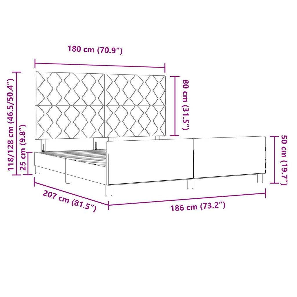 vidaXL Κρεβάτι Μαύρο 180x200 εκ Υφάσματος