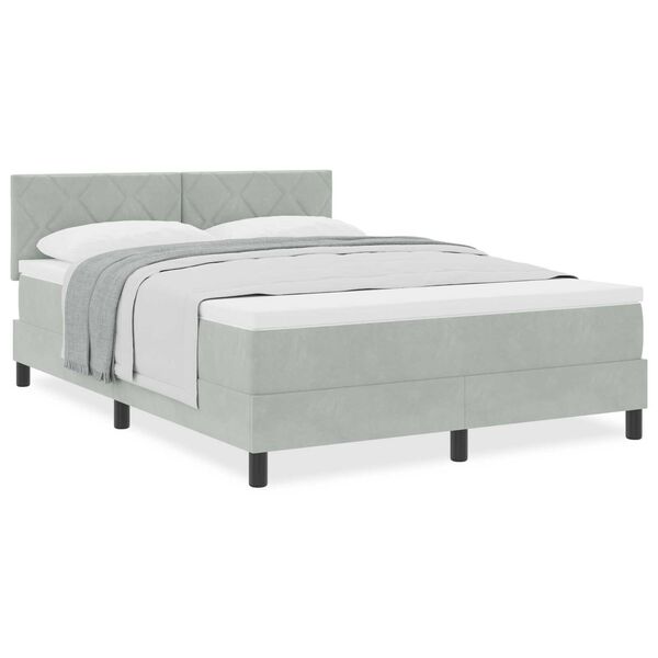 vidaXL Κρεβάτι με Στρώμα Light Grey 140x190 εκ Βελούδο