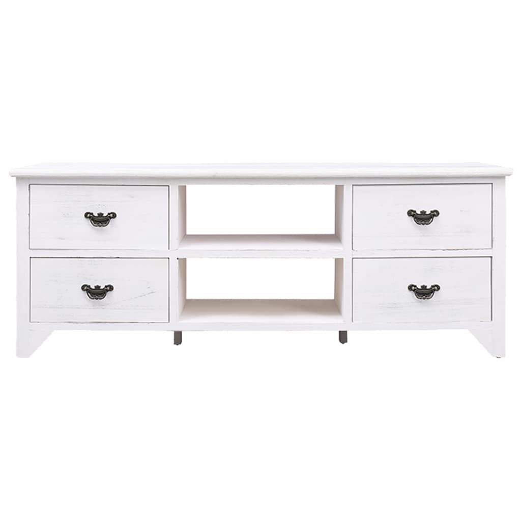vidaXL Έπιπλο Τηλεόρασης Αντικέ Λευκό 108x30x40 εκ. Μασίφ Παυλώνιας