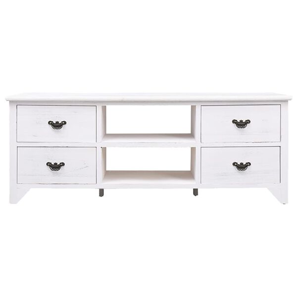 vidaXL Έπιπλο Τηλεόρασης Αντικέ Λευκό 108x30x40 εκ. Μασίφ Παυλώνιας