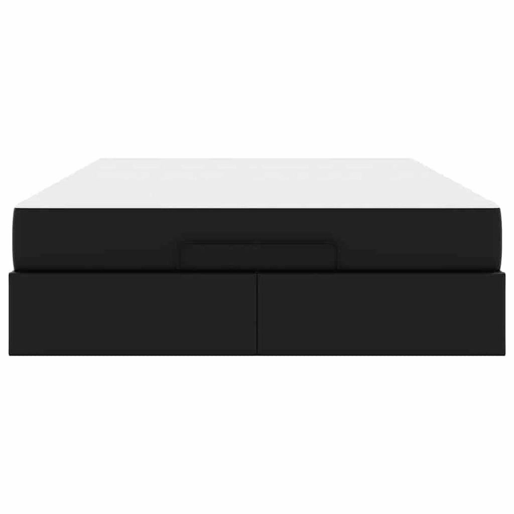vidaXL Σκελετός κρεβατιού με στρώμα Μαύρο 140 x 200 cm Τεχνητό δέρμα