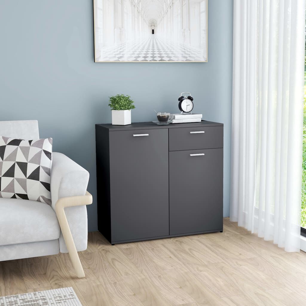 vidaXL Ντουλάπι με Συρτάρι Γκρι 80 x 36 x 75 εκ. από Μοριοσανίδα
