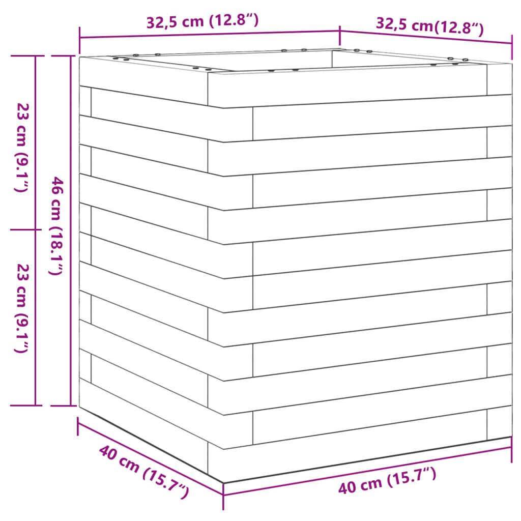 vidaXL Ζαρντινιέρα Κήπου Λευκή 40x40x46 εκ. από Μασίφ Ξύλο Πεύκου