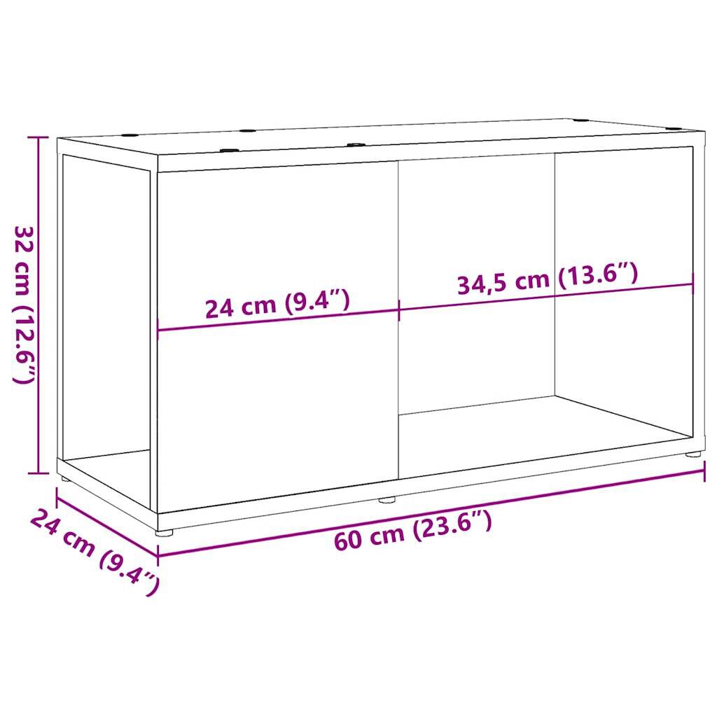 vidaXL Έπιπλο Τηλεόρασης Παλιό Ξύλο 60 x 24 x 32 εκ. από Μοριοσανίδα