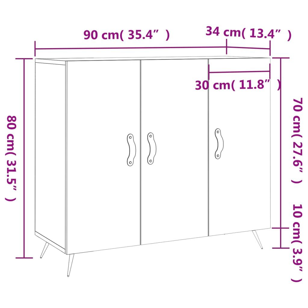vidaXL Μπουφές Λευκός 90 x 34 x 80 εκ. από Επεξεργασμένο Ξύλο