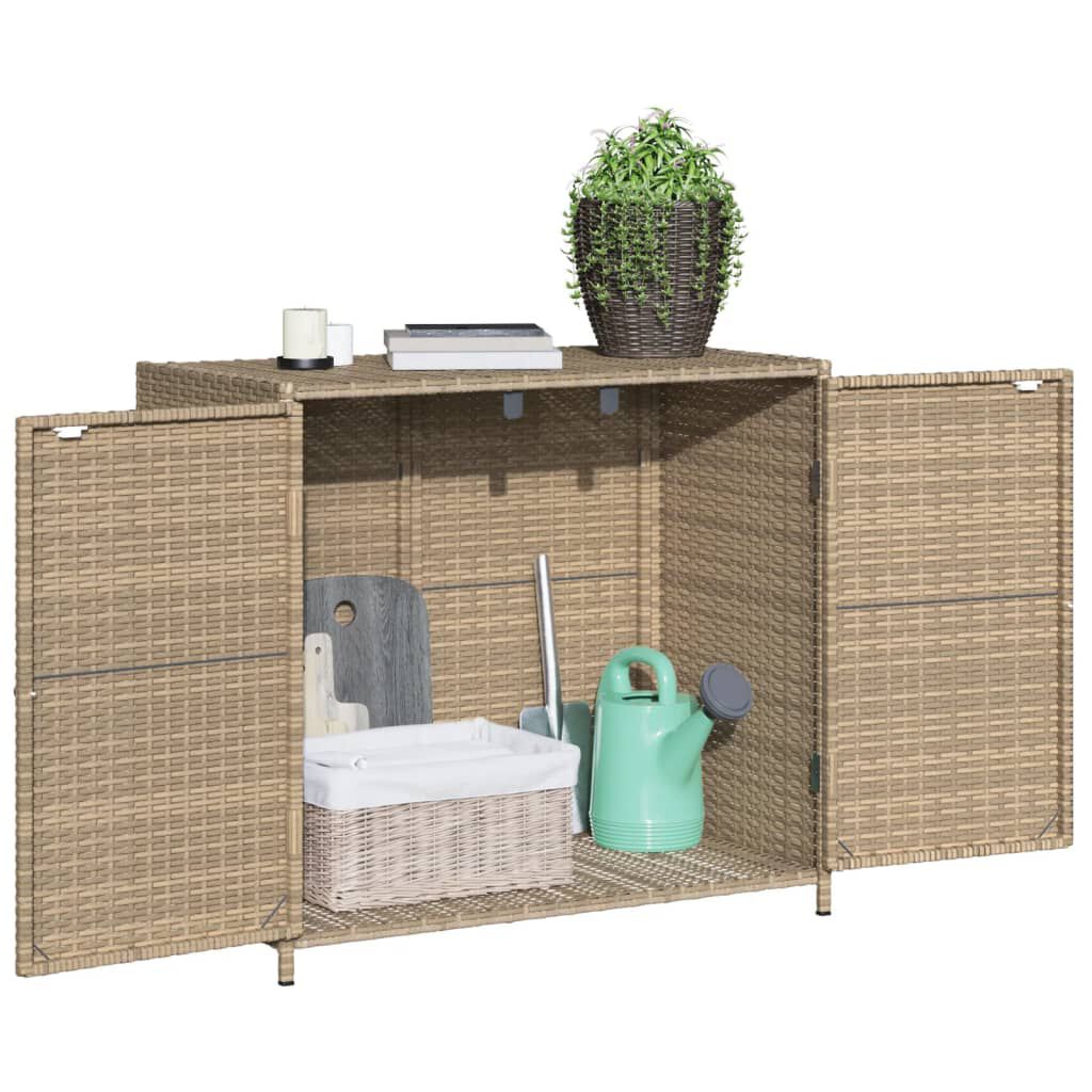 vidaXL Ντουλάπι Αποθήκευσης Κήπου Beige 83x45x76 εκ. Συνθετικό Ρατάν