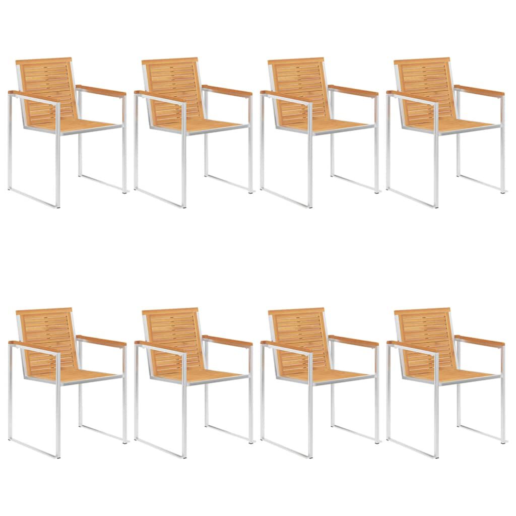 vidaXL Καρέκλες Κήπου 8 τεμάχια από Μασίφ Ξύλο Teak με Μαξιλάρια