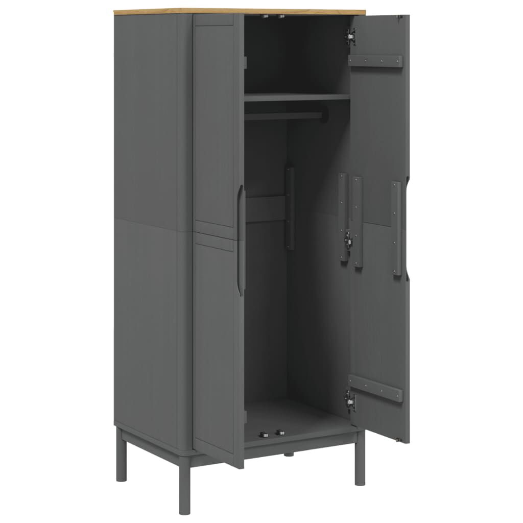 vidaXL Ντουλάπα FLORO Γκρι 77 x 53 x 171 εκ. από Μασίφ Ξύλο Πεύκου