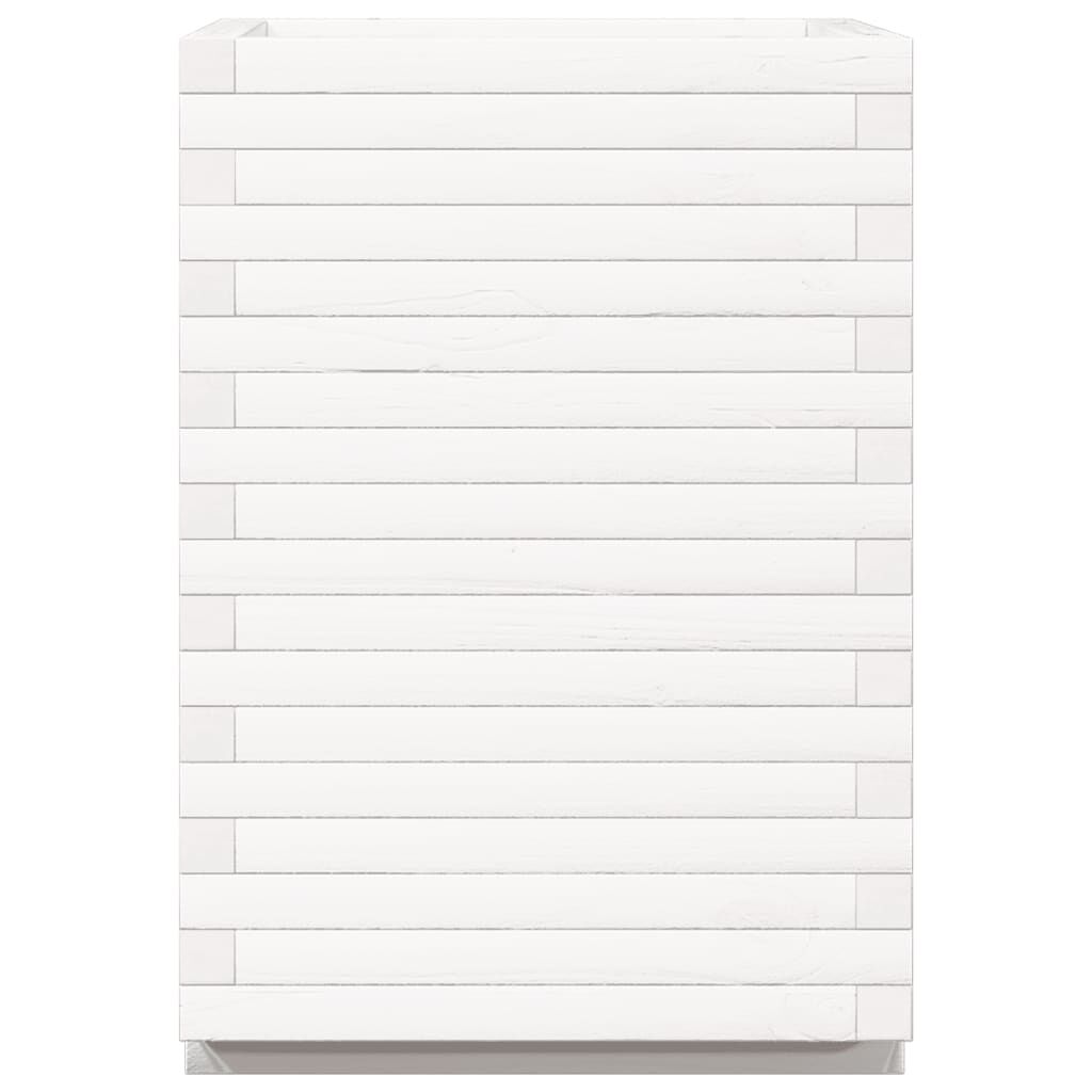 vidaXL Ζαρντινιέρα Κήπου Λευκή 50x50x72 εκ. από Μασίφ Ξύλο Πεύκου