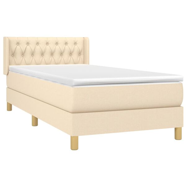 vidaXL Κρεβάτι Boxspring με Στρώμα Κρεμ 100 x 200 εκ. Υφασμάτινο