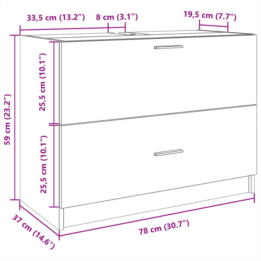 vidaXL Ντουλάπι Νιπτήρα Sonoma Δρυς 78x37x59 εκ. Επεξεργασμένο Ξύλο