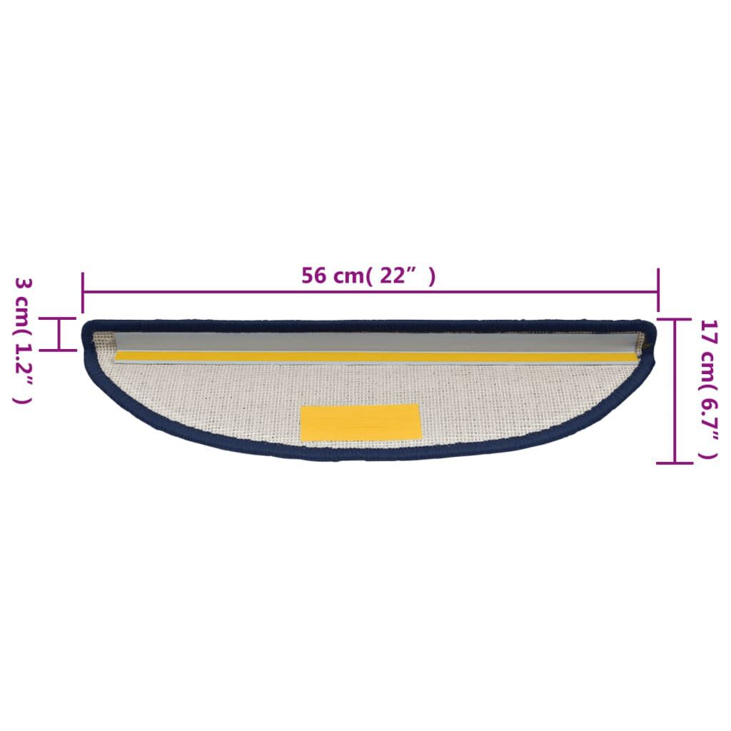 vidaXL Πατάκια Σκάλας 15 τεμ. Μπλε 56 x 17 x 3 εκ.