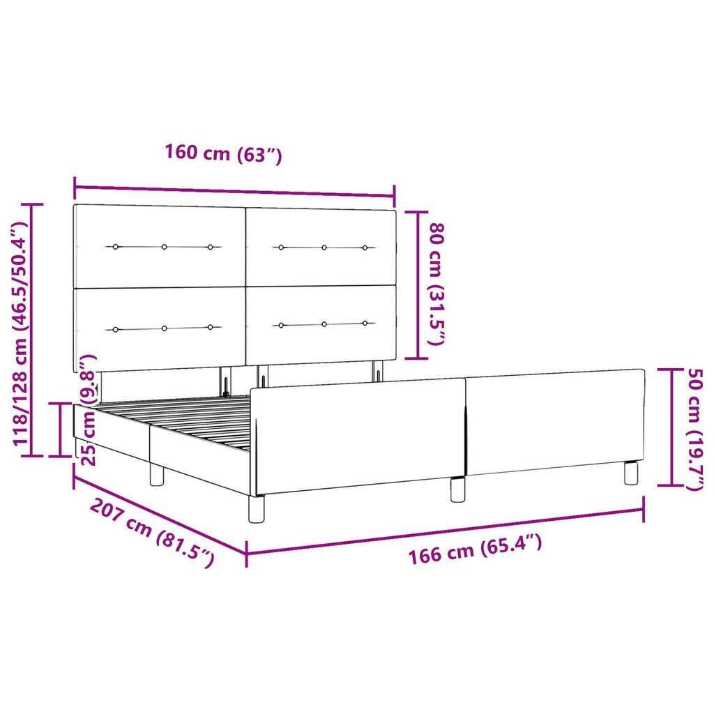 vidaXL Κρεβάτι - Ταμπά - 160x200 εκ. Υλικό