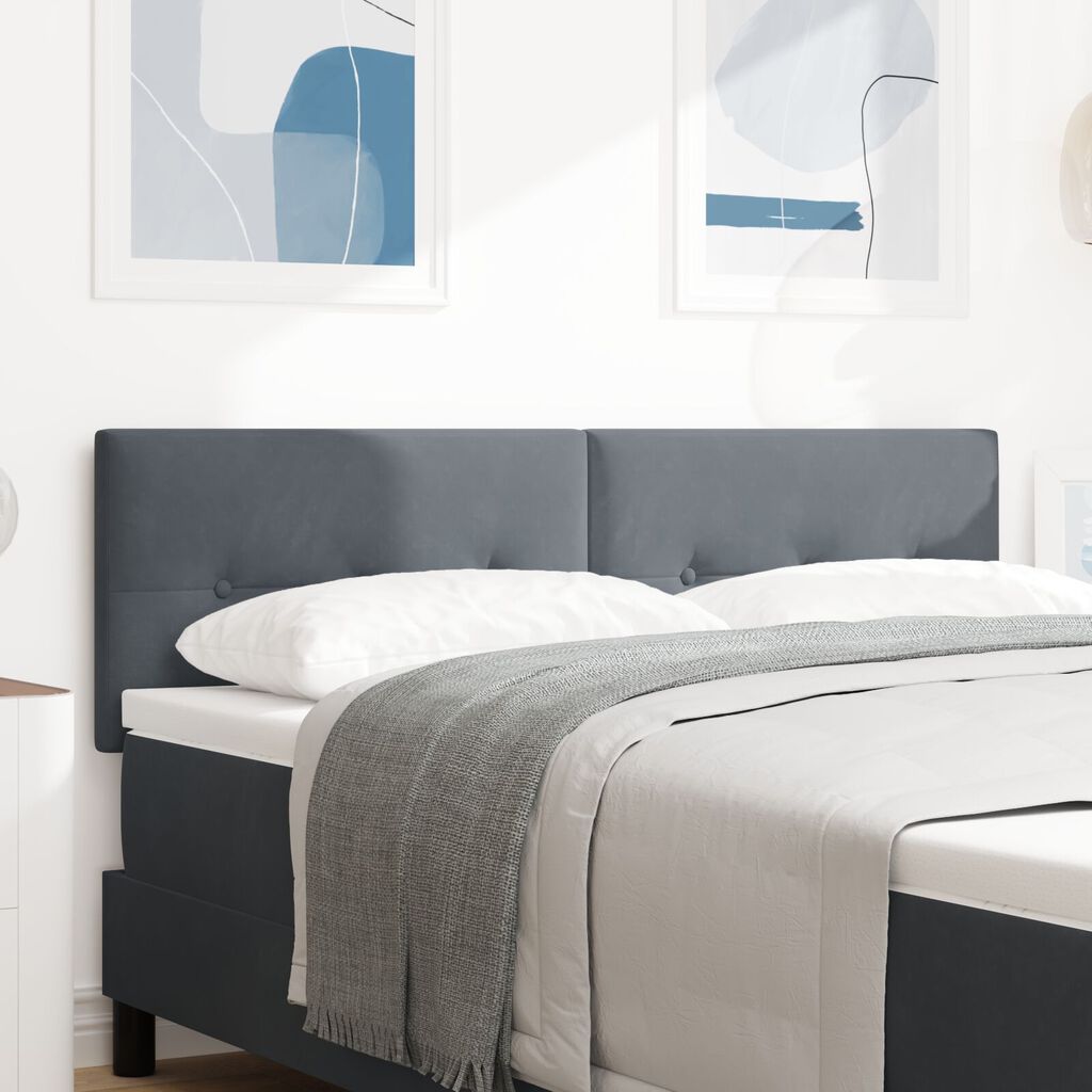 vidaXL LED Κεφαλάρι με κουμπιά σε μίνιμαλ στυλ Γκρι 72 εκ Βελούδο