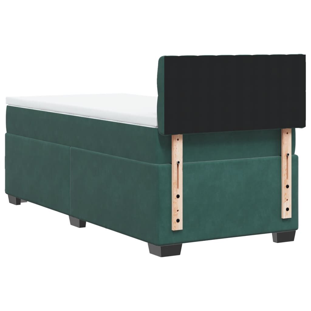 vidaXL Κρεβάτι Boxspring με Στρώμα Σκούρο Πράσινο 100x200εκ. Βελούδινο