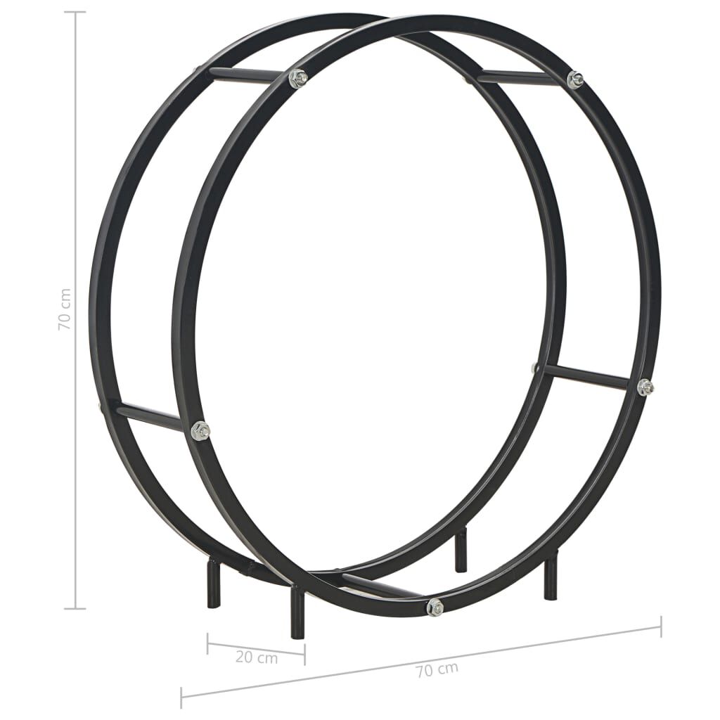 vidaXL Ράφι Καυσόξυλων Μαύρο 70 x 20 x 70 εκ. Ατσάλινο