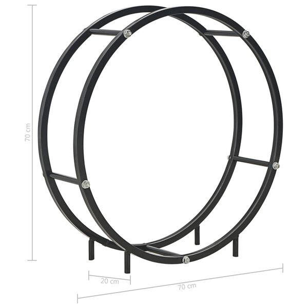 vidaXL Ράφι Καυσόξυλων Μαύρο 70 x 20 x 70 εκ. Ατσάλινο