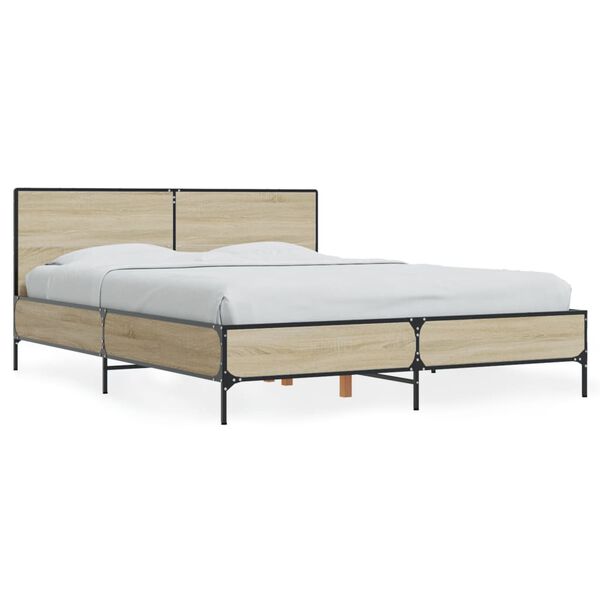 vidaXL Πλαίσιο Κρεβατιού Sonoma Δρυς 120x190 εκ. Επεξ. Ξύλο & Μέταλλο