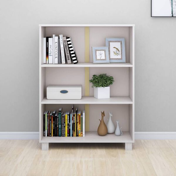 vidaXL Βιβλιοθήκη HAMAR Λευκή 85 x 35 x 112 εκ. από Μασίφ Ξύλο Πεύκου