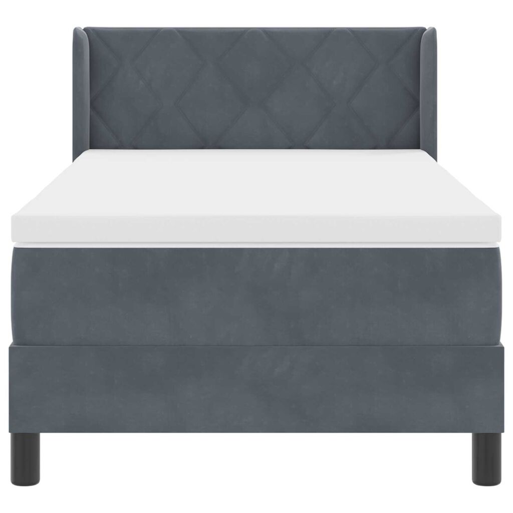 Κρεβάτι Box Spring με Στρώμα vidaXL Σκούρο Γκρι 100x200 εκ Βελούδο