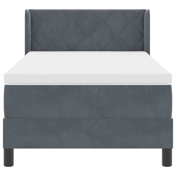 Κρεβάτι Box Spring με Στρώμα vidaXL Σκούρο Γκρι 100x200 εκ Βελούδο