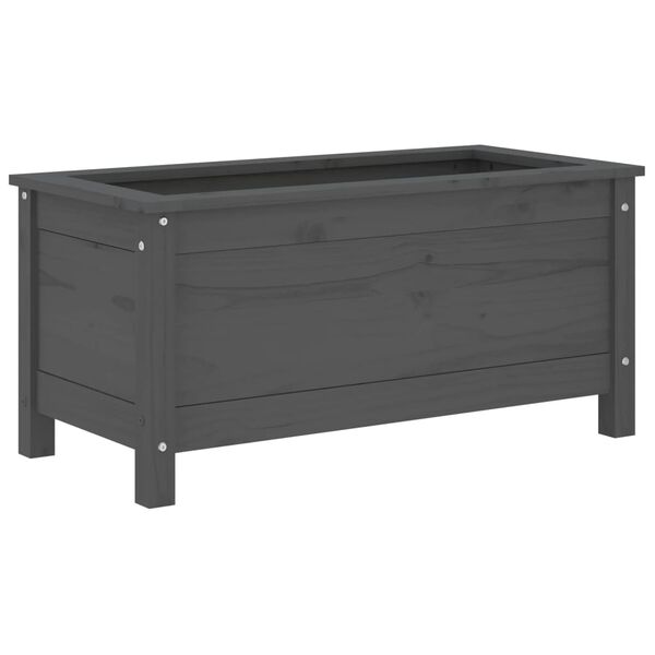 vidaXL Ζαρντινιέρα Γκρι 82,5 x 40 x 39 εκ. από Μασίφ Ξύλο Πεύκου