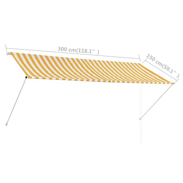 vidaXL Τέντα Συρόμενη Κίτρινο / Λευκό 300 x 150 εκ.