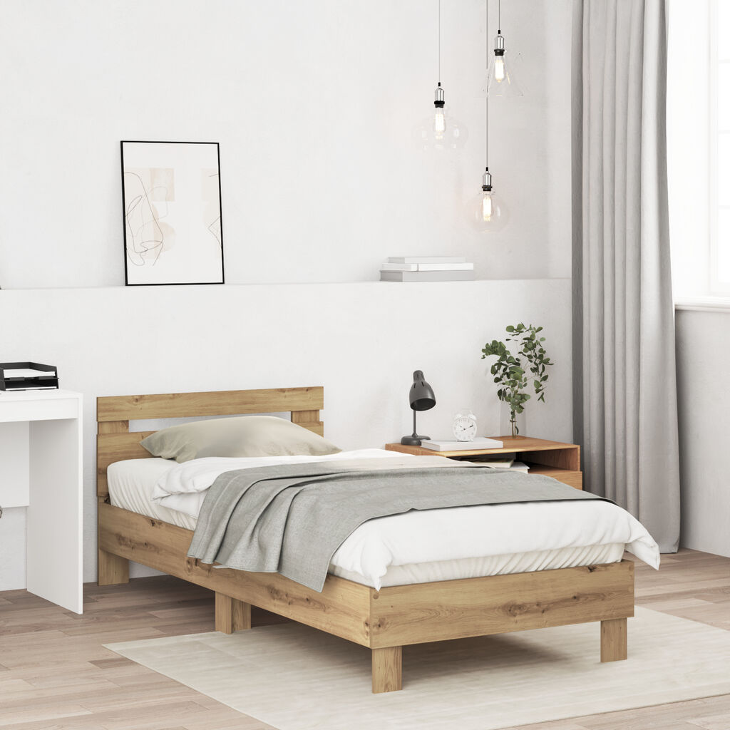 vidaXL Πλαίσιο Κρεβατιού Μασίφ Δρυς 90 x 200 εκ. Κρεβάτι από Δρυ