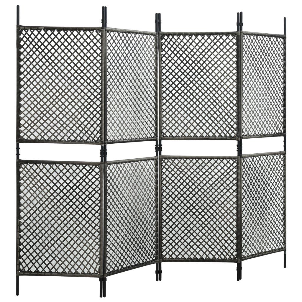 vidaXL Διαχωριστικό Δωματίου 4 Πάνελ Ανθρακί 240x200 εκ. Συνθετ. Ρατάν