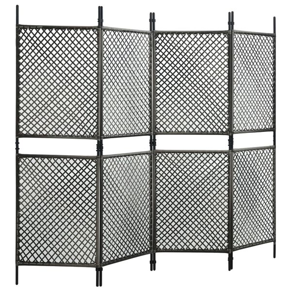 vidaXL Διαχωριστικό Δωματίου 4 Πάνελ Ανθρακί 240x200 εκ. Συνθετ. Ρατάν