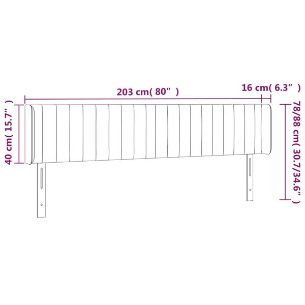 vidaXL Κεφαλάρι Κρεβατιού LED Ανοιχτό Γκρι 203x16x78/88 εκ. Υφασμάτινο