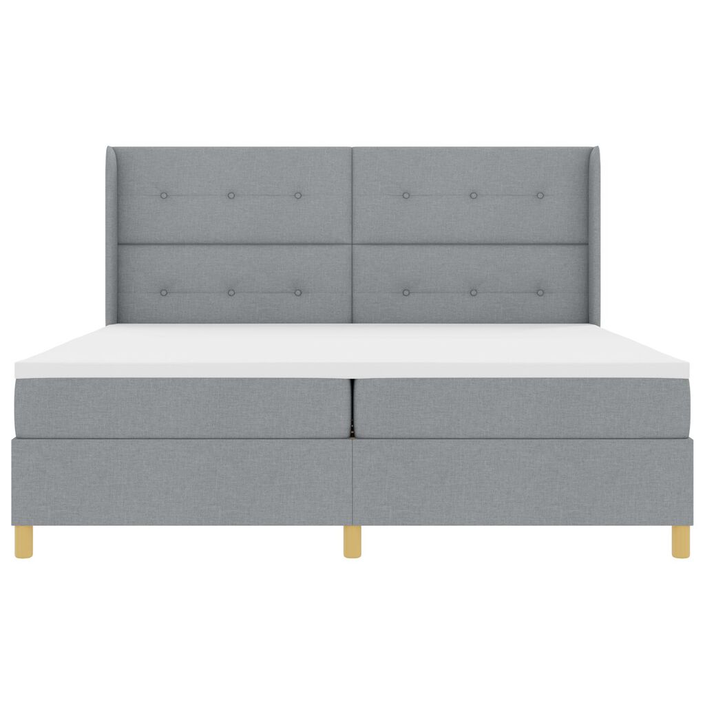 vidaXL Κρεβάτι Box Spring με Στρώμα Ανοιχτό Γκρι 200x200 εκ. Ύφασμα