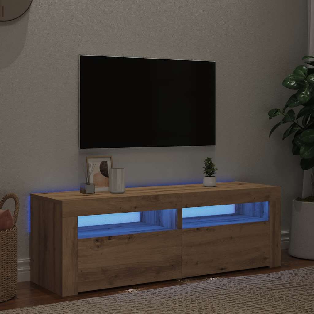 vidaXL Έπιπλο Τηλεόρασης με LED Αρτισιανή Δρυς 120x35x40 εκ Επεξ.Ξύλο