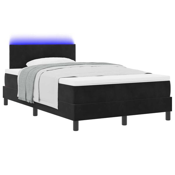 vidaXL Κρεβάτι με ελατήρια με στρώμα Μαύρο 120 x 200 cm Βελούδο