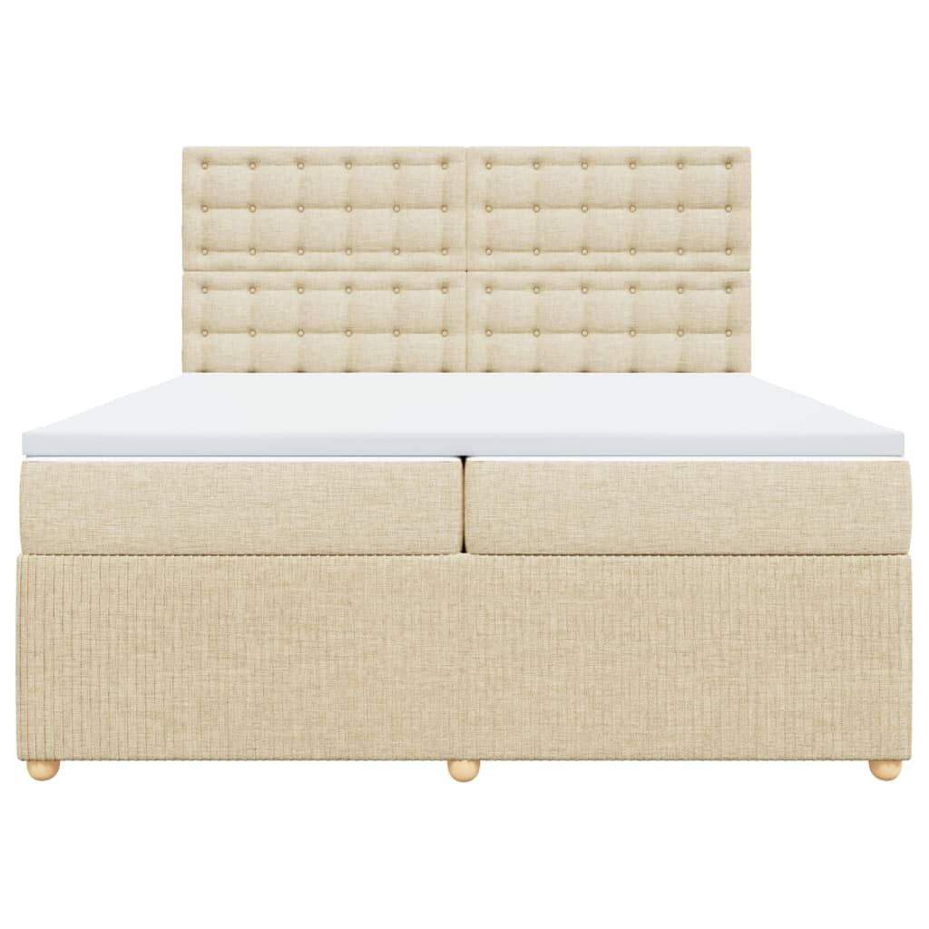 vidaXL Κρεβάτι Boxspring με Στρώμα Κρεμ 200x200 εκ. Υφασμάτινο