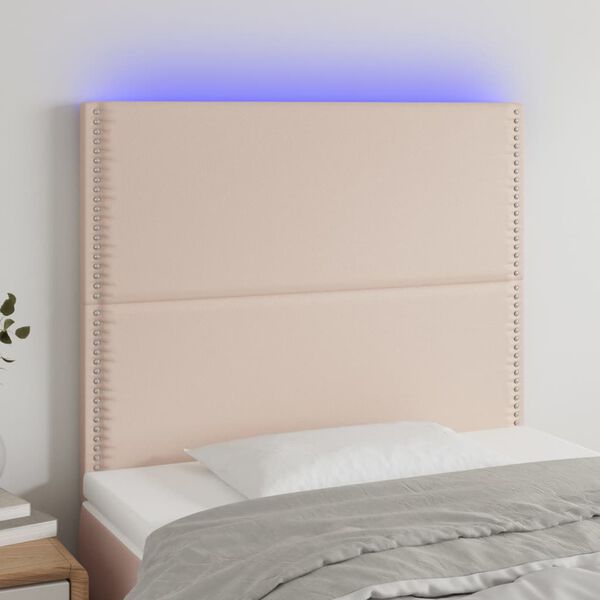 vidaXL Κεφαλάρι Κρεβατιού LED Καπουτσίνο 90x5x118/128 εκ