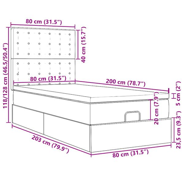 vidaXL Οθωμανικό κρεβάτι με στρώμα Γκρι 90x200cm Faux Leather